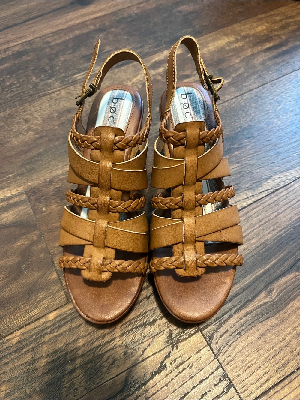 b.o.c. Braided Strappy Slingback Sandals in Tan